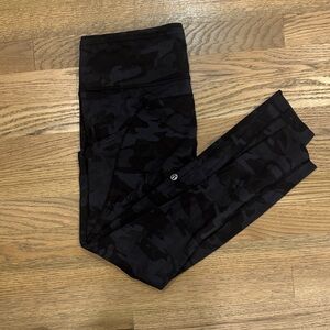 Lululemon fast and free Black Camouflage Leggings